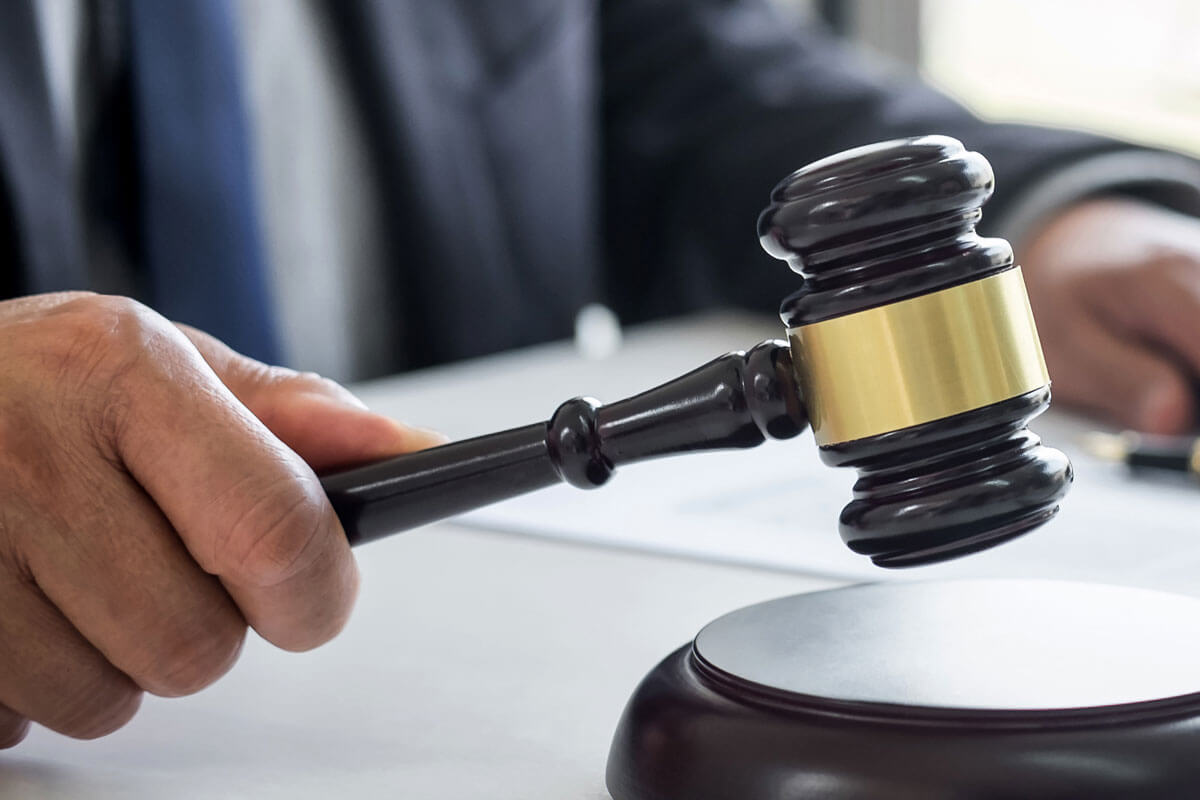 Judge Gavel With Justice Lawyers, Businessman In Suit Or Lawyer