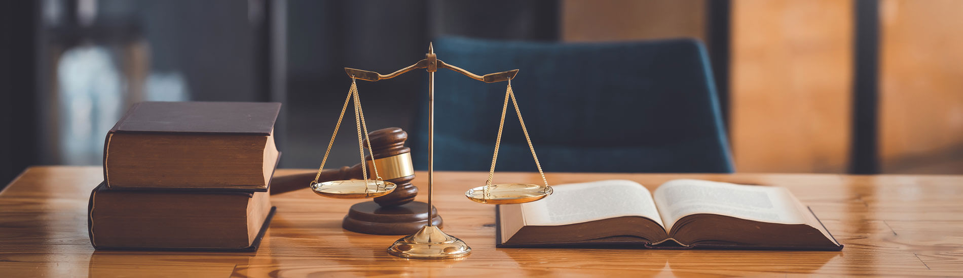 Lawyer Desk In The Office. Justice Law Concept.